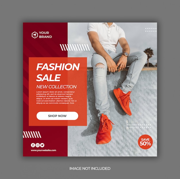 Promozione di saldi estivi per social media instagram post banner template