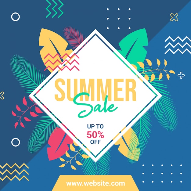 PSD summer sale social media post or banner template