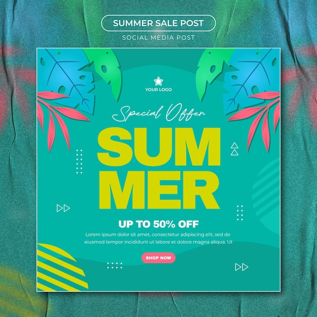 PSD summer sale special offer instagram post template