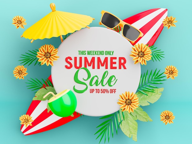 PSD summer sale up to 50 percent off social media post banner template