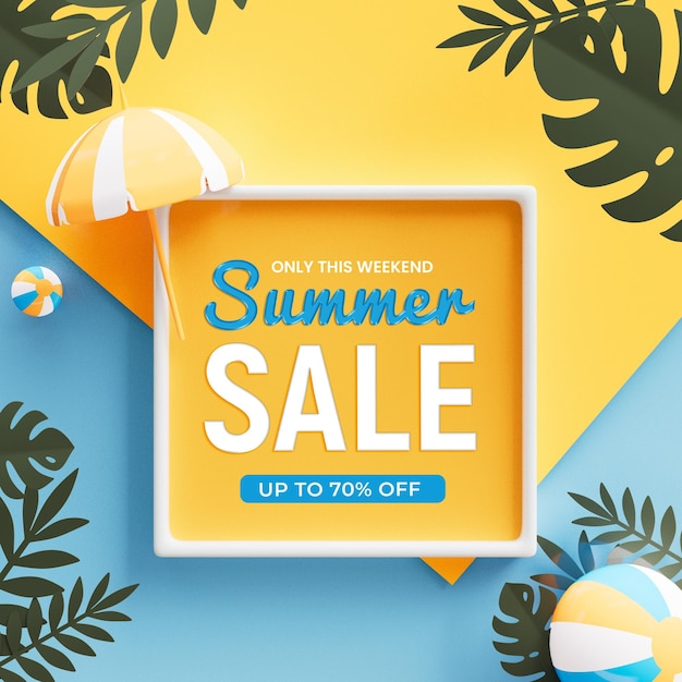 PSD summer sale up to 60 percent off social media post template