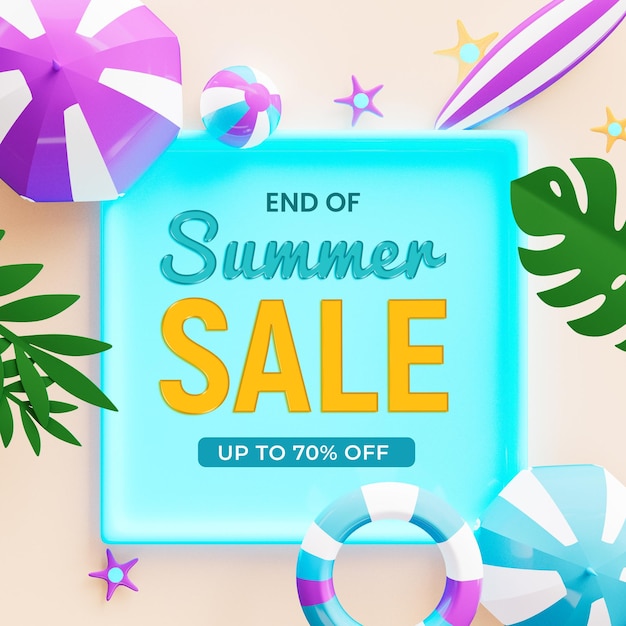 PSD summer sale up to 70 percent off social media post template