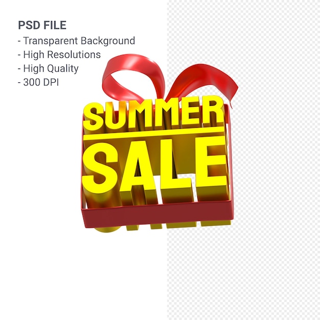 Summer sale with bow and ribbon 3d design