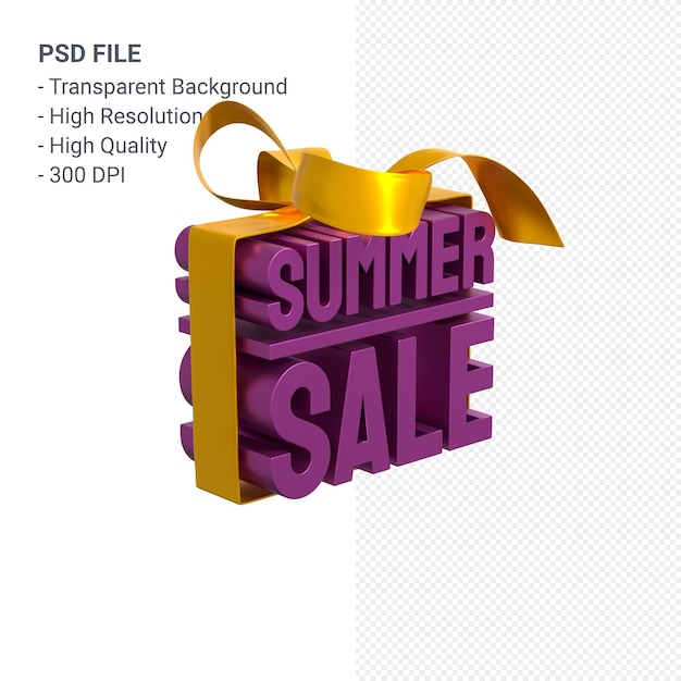 Summer sale with bow and ribbon 3d design