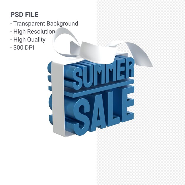 Summer sale with bow and ribbon 3d design