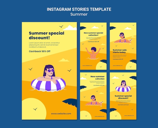 PSD Истории о летних распродажах в социальных сетях
