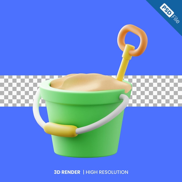 PSD summer sand bucket 3d illustration