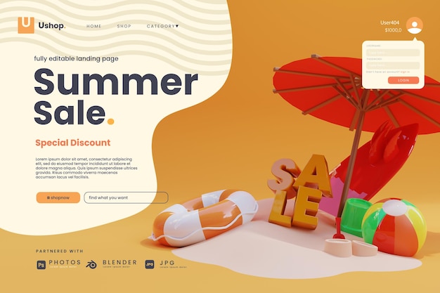 Summer shop sale landing page