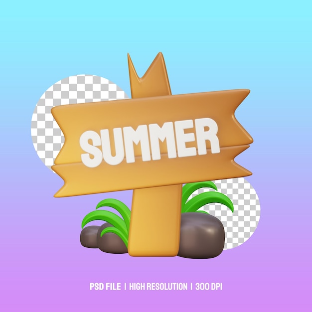 PSD summer signpost 3d illustration