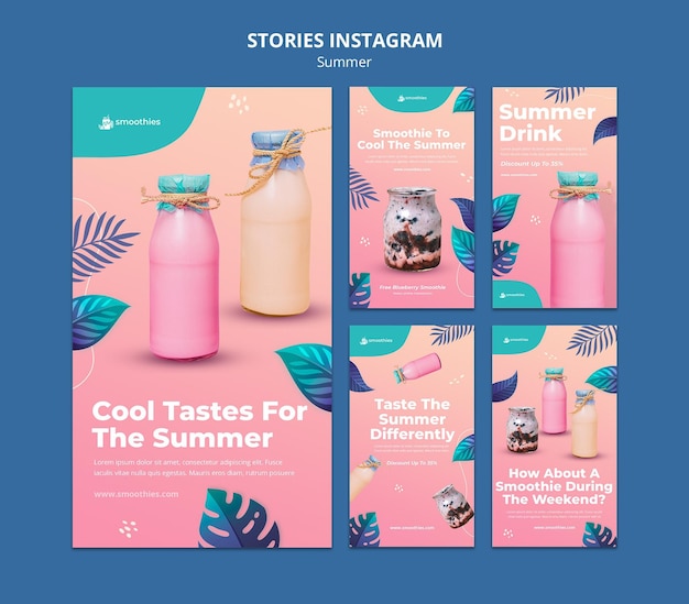 PSD summer smoothie instagram stories