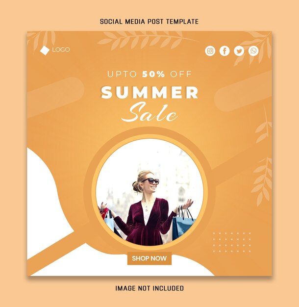 summer social media post  50 percent off vector and illustration stock