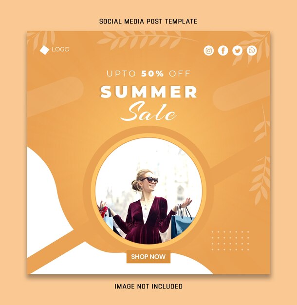 Summer Social Media Post  50 Percent off Vector And Illustration Stock