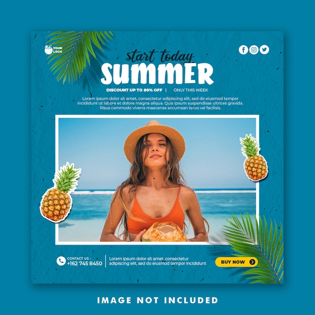 PSD summer social media post template for fashion