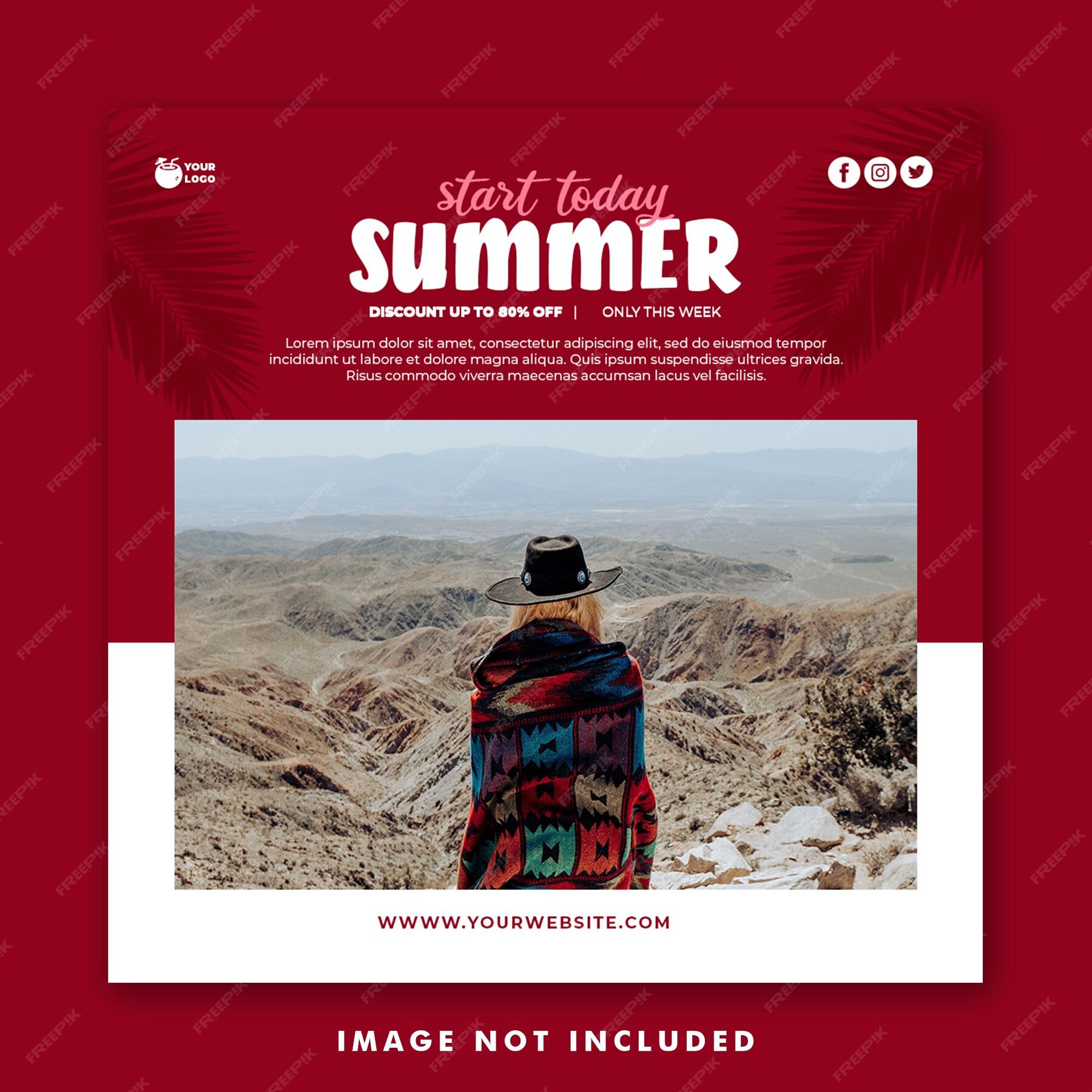 Premium PSD Summer social media post template for holiday