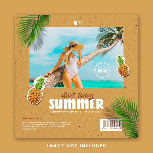 Summer social media post template for holiday