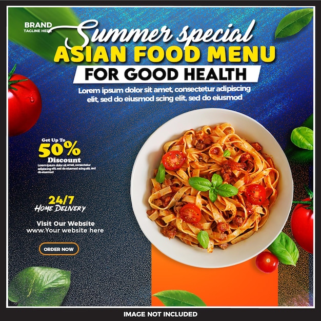 PSD summer special fresh food menu social media post template