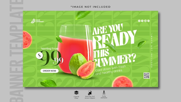 PSD summer special guava juice banner design template