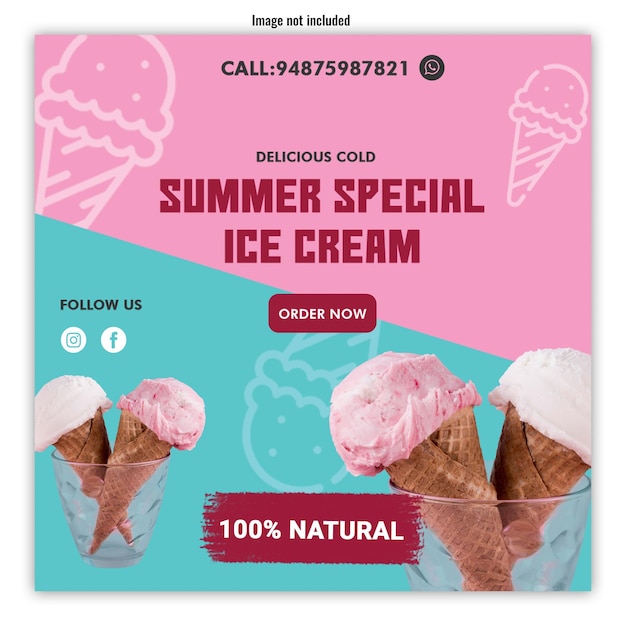 PSD post sui social media del gelato speciale estivo