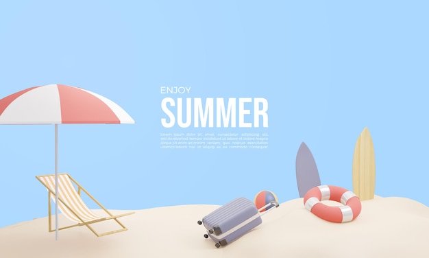 Summer time 3d background rendering