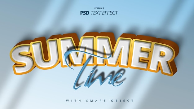 Summer time 3d blue text effect editable template design