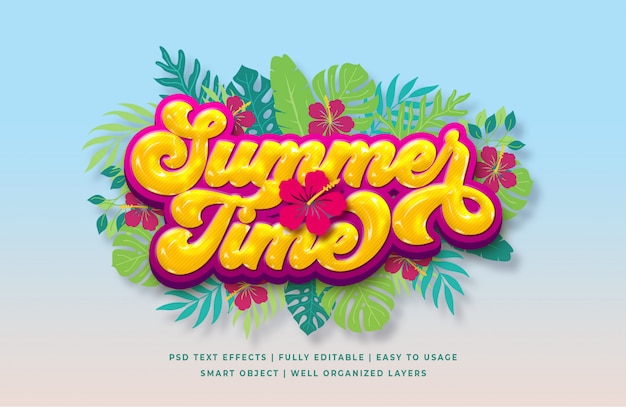 PSD summer time 3d text style effect