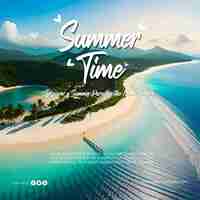 PSD summer time social media template post beach background view