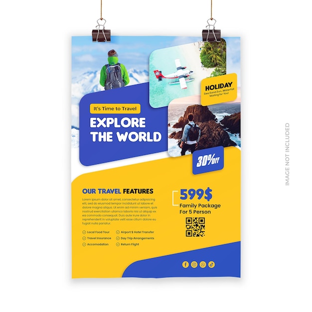 PSD summer travel flyer design template