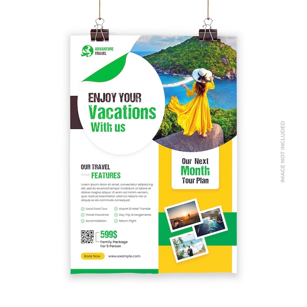 PSD summer travel flyer design template