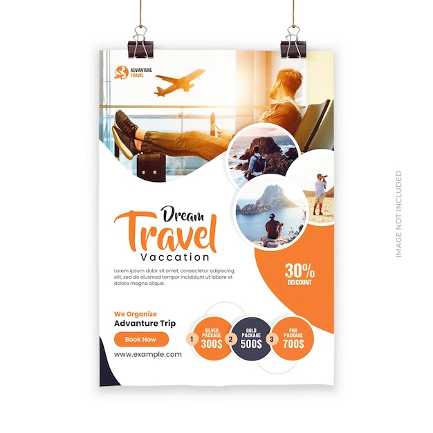 PSD summer travel flyer design template