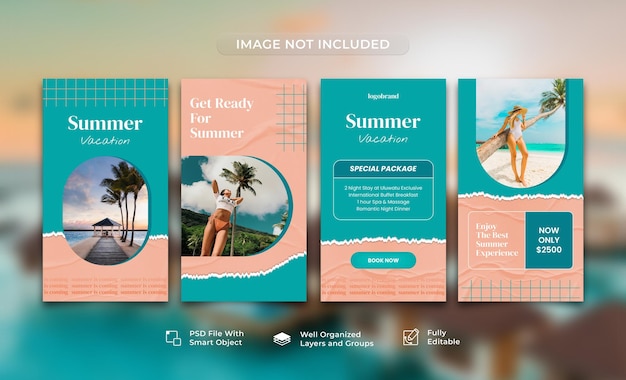 여름 여행 휴가 휴가 Instagram 이야기 템플릿 컬렉션