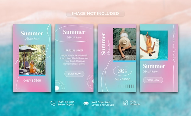 여름 여행 휴가 휴가 Instagram 이야기 템플릿 컬렉션