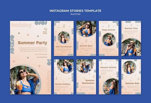 夏の旅行Instagramストーリーテンプレート