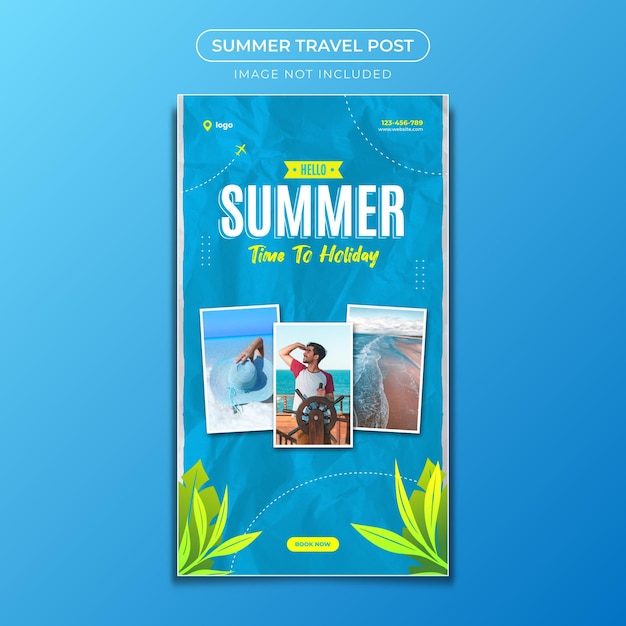 Summer travel post instagram story template