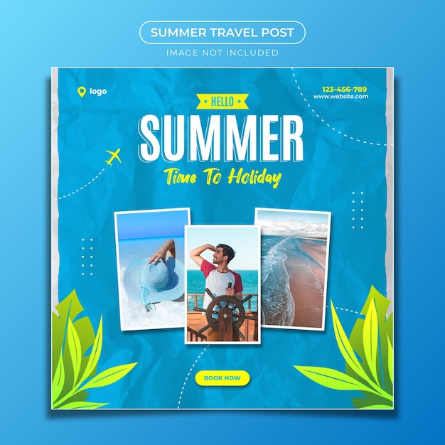 PSD summer travel post instagram template