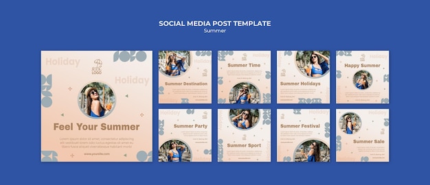 Summer travel social media post template