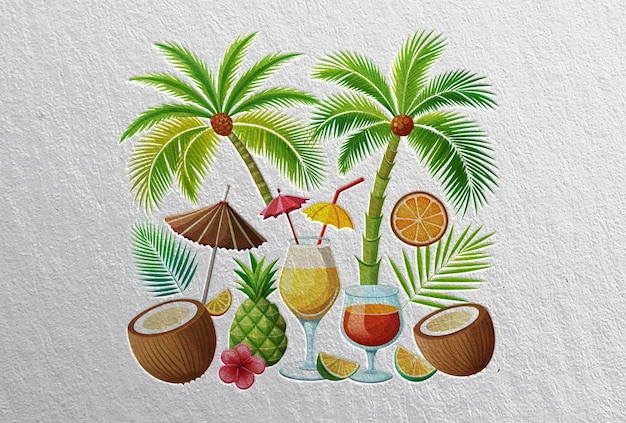 Summer Tropical Beach Party Elements psd