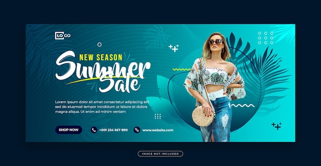 PSD 여름 열대 파티 배너 및 여름 패션 판매 배너 템플릿