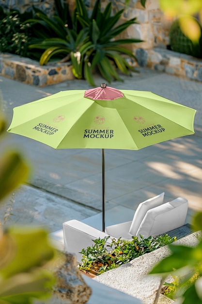 PSD summer umbrella mockup design