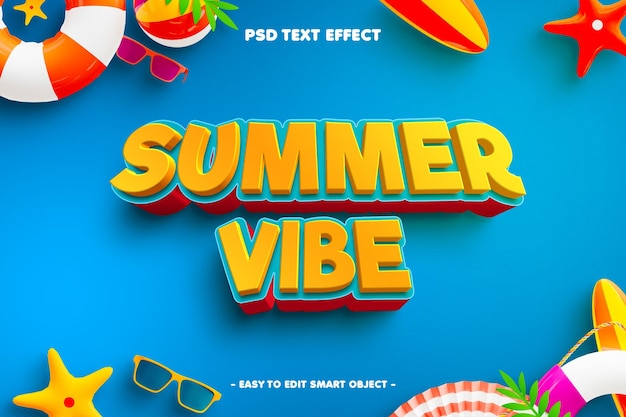 summer vibe editable 3d text effect