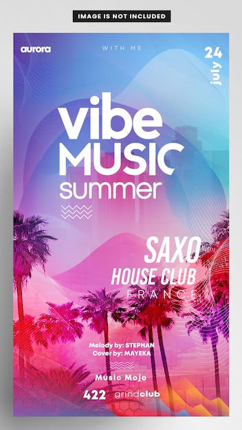 PSD the summer vibe party dj event instagram story flyer banner