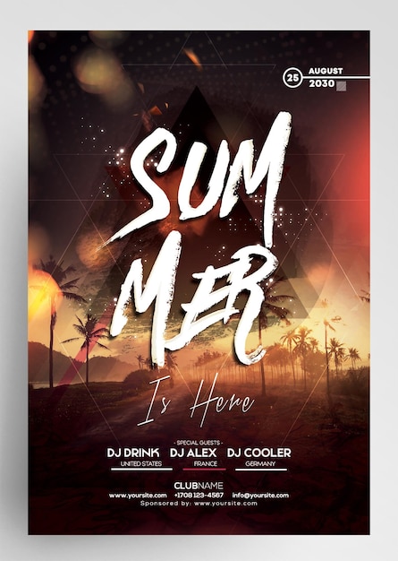 PSD summer vibe party event flyer design