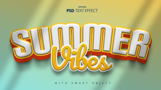 summer vibes 3d text effect template design