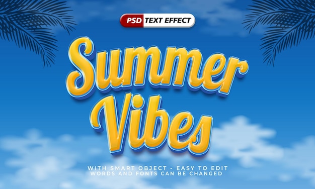 Summer vibes 3d text style effect