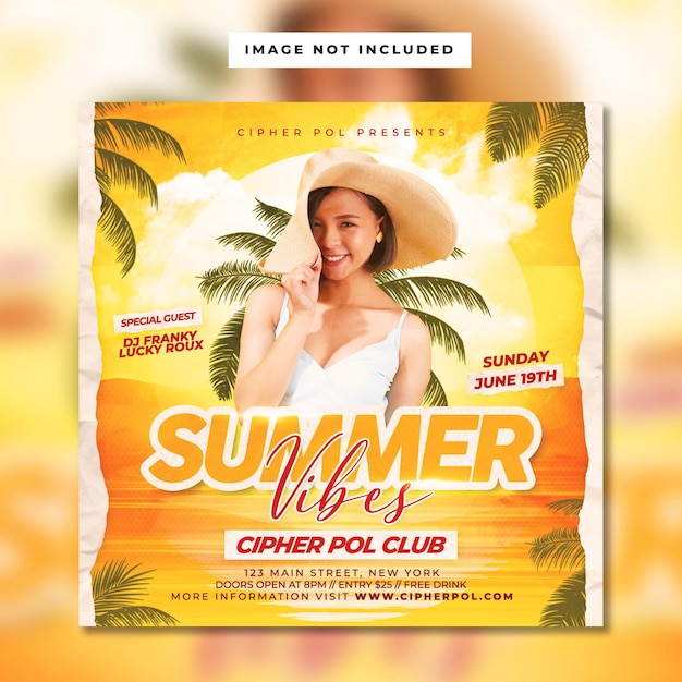 PSD summer vibes flyer template