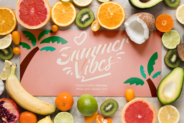 Summer vibes with collection of exotic fruits