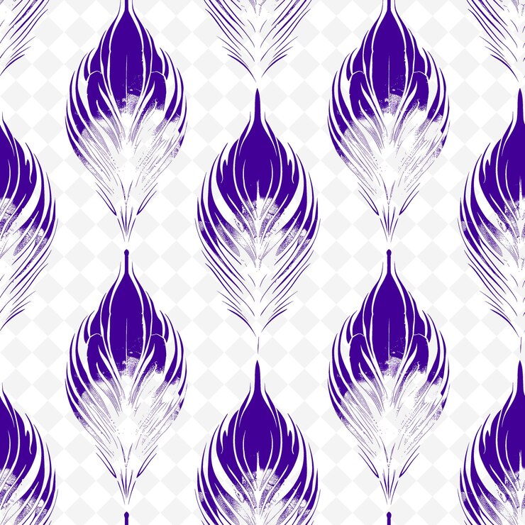 PSD sumptuous ikat pattern with kind of feather icon and blurred nature inspired abstract outline art