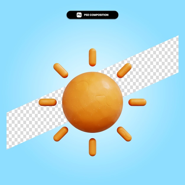 PSD illustrazione di rendering 3d del sole isolata