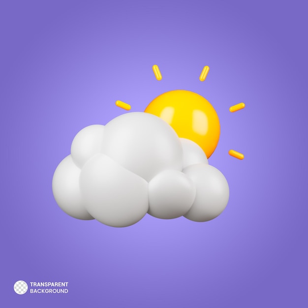 3dイラストの太陽と雲の天気