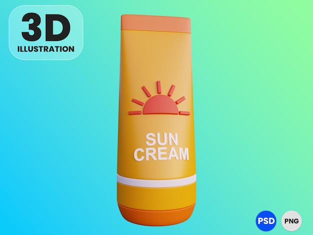 PSD sun cream 3d illustration