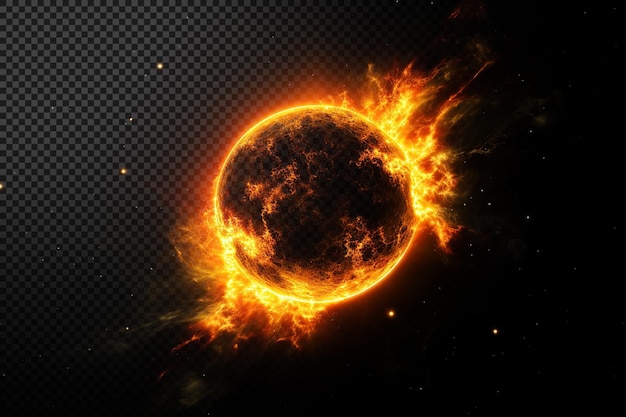 Sun fire flame on transparent background